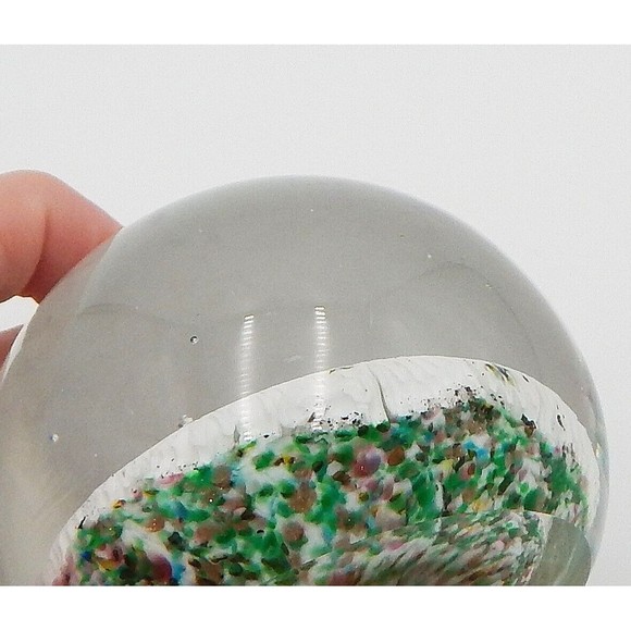 Millefiori Art Glass Paperweight Packed Cane Gold Green White 3 Inch - Picture 9 of 11